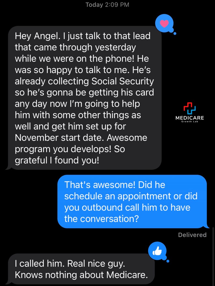 Screenshot from a Medicare Growth Lab agent partner