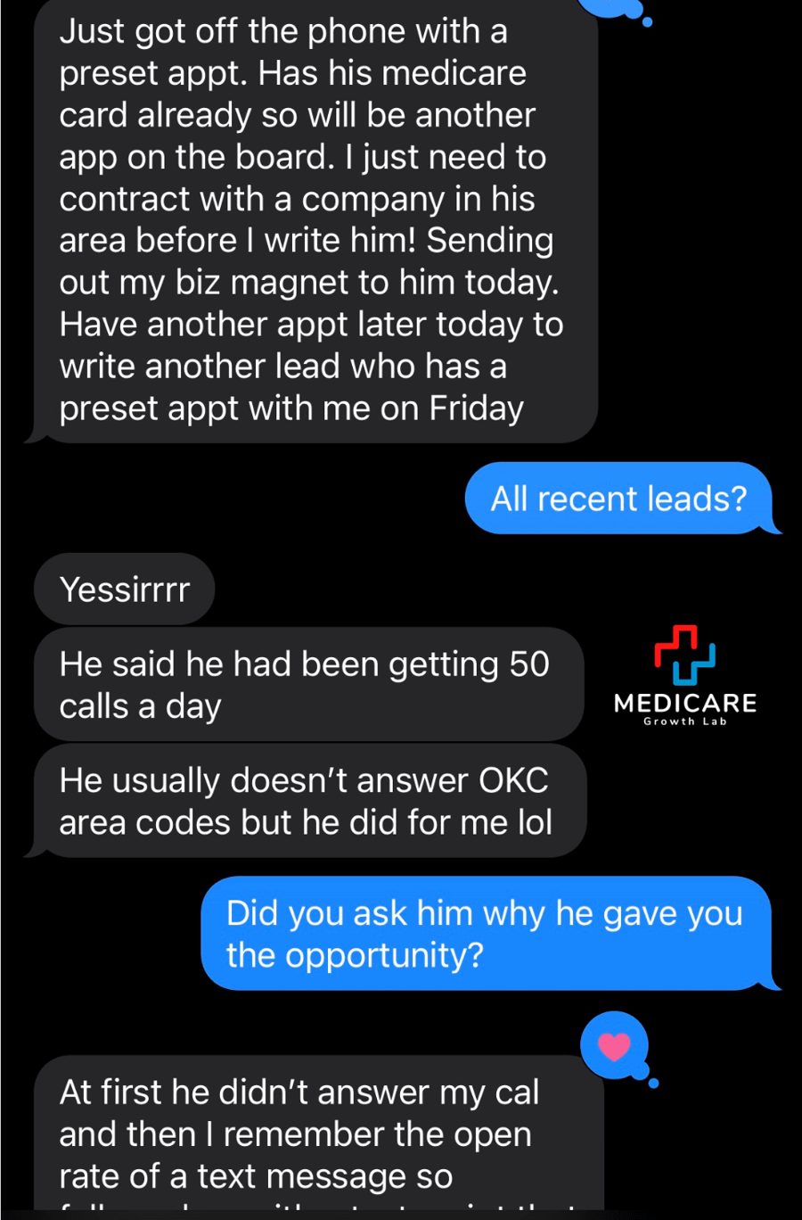 Screenshot from a Medicare Growth Lab agent partner