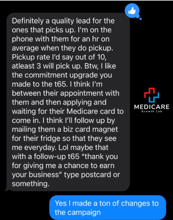 Screenshot from a Medicare Growth Lab agent partner